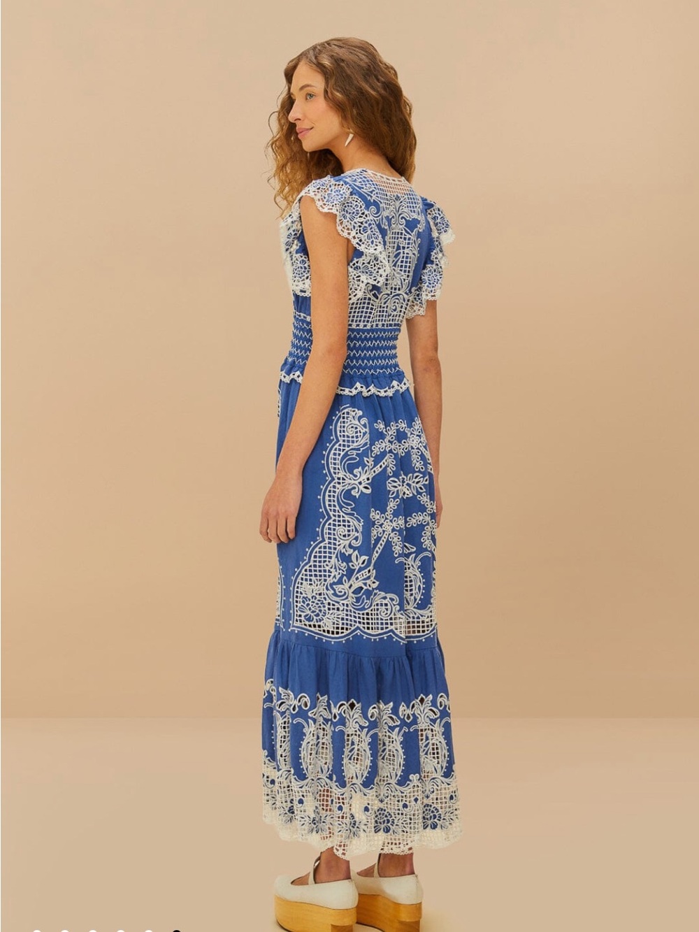 FARM Rio Navy and White Lace-Trim Maxi Dress - Picture 5 of 7
